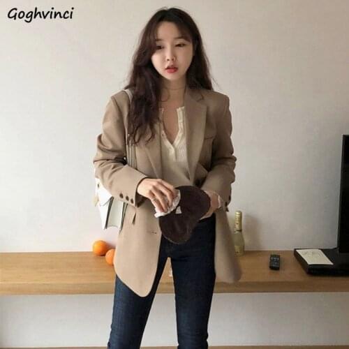 Blazers Women Long Sleeve Harajuku Solid Stylish Notched Baggy Tender All-match Korean Version Leisure Hot Sale Mujer Clothing