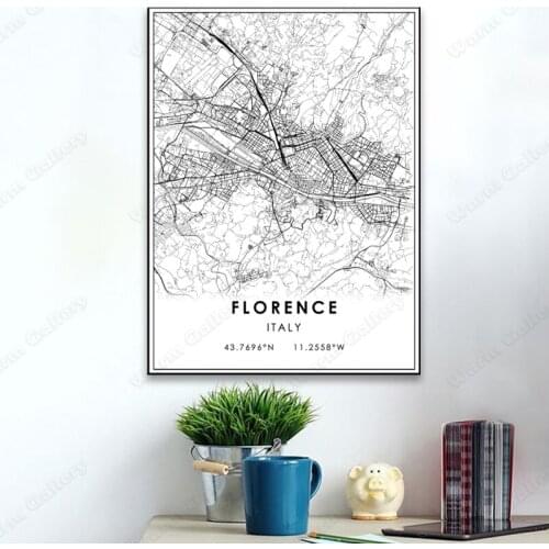 Black and White Italy City Map The Florence City Map Poster HD Print Wall Art Canvas Nordic Landspace Painting for Home Decor