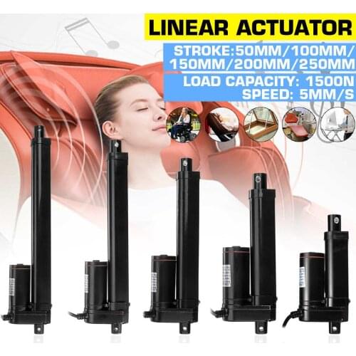 1500N DC 12V Motor Controller Actuator Linear Lifting Linear Stroke Actuator Motor Electric Motor Metal Gearwheel 50-250mm