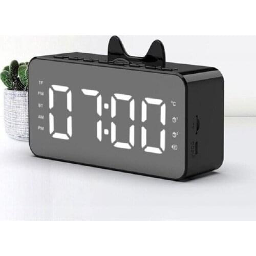 Q9 FM Radio Clock Mirror Bluetooth Speaker Dual Alarm Thermometer Phone Holder Card Multi-function Audio HD Screen Smart Speaker