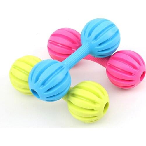 Rubber Barbell Dog Chew Toy Pet Dental Care Molar Bite Toys Puppy Cleaning Teeth Chewing Toy Dogs Interactive Training Toys