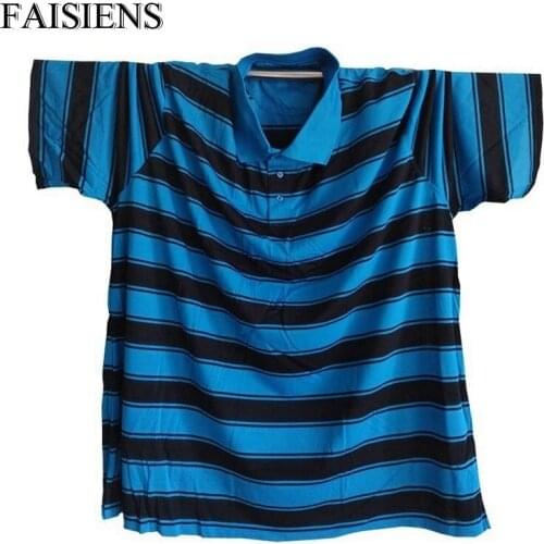 FAISIENS Men 11XL 12XL Large Classic Striped Shirts Short Sleeve Soft Loose Plus Size Big 8XL 10XL Cotton Comfortable Shirts