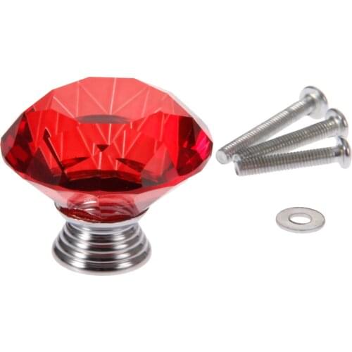 1x 40mm Red Crystal Glass Diamond Shape Design Cabinet Handles Knobs Kitchen Cupboard Pulls Drawer Knobs Furniture Handle