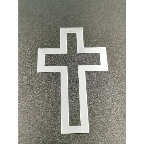 2 Pcs MetalSself-Adhesive Christian Church Cross Name Plate Laptop Cell Phone Case Badge Chrome Decal Logo Vinyl Sticker