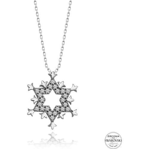 Silver 925 Sterling Swarovski Zirconia Cubic Zirconia Star Necklace