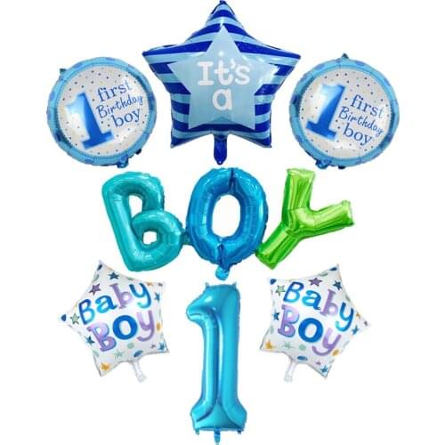 1st Birthday Foil Balloons Its a Boy Its a Girl One years old Birthday party decorations kids Gender Reveal Globos Baby Shower