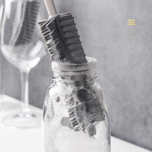 Silicone Cup Brush Kitchen Cleaning Tools Long Handle Drink Wineglass Bottle Glass Cup Washing Cleaning Sponge Brushes Cleaner