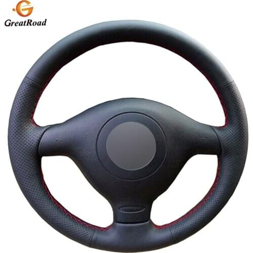 Hand-stitched Black Genuine leather Car Steering Wheel Cover for Volkswagen VW Golf 4 1998-2004 Passat B5 1996-2005 Polo