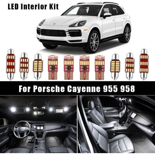 Canbus Interior LED Bulbs For Porsche Cayenne 2 958 92A 9PA 955 2002-2018 Vehicle Reading Map Dome Trunk Vanity Mirror Light Kit