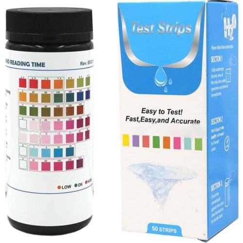 50PCS 7 in 1 Water Quality Detection Test Strips Aquarium Fish Tank Residual Chlorine Test Paper for Pool PH Level Test 2020