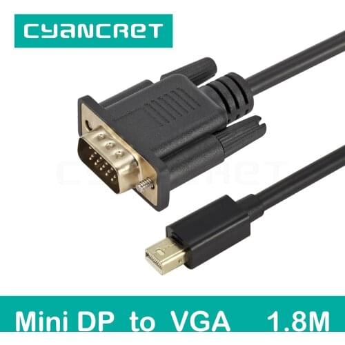 Video Cable Convert Mini Displayport DP to VGA Port 1.8M HD Cable Male-Male Adapter Connector for Computer TV Monitor Projector