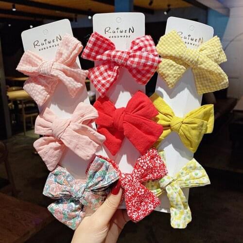 ZOVOLI 3Pcs/Set Korean Sweet Solid Color Bows Hair Clip For Women Girls Handmade Hairpins Barrettes Headwear Accessories 2021