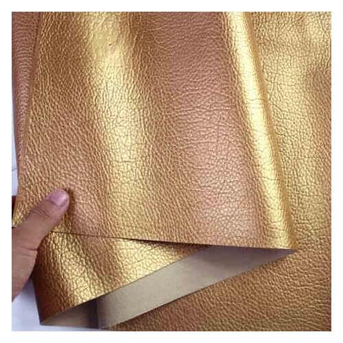 Gold Big Lychee Pattern PU Synthetic Leather Faux Leather Fabric Upholstery Car Interior Sofa Cover 54" Wide Per yard