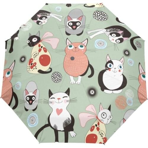 Japanese Style Cartoon Cat Umbrella Man and Women Foldable Umbrellas Dual Use Rain and Sun UV Protection Umbrella