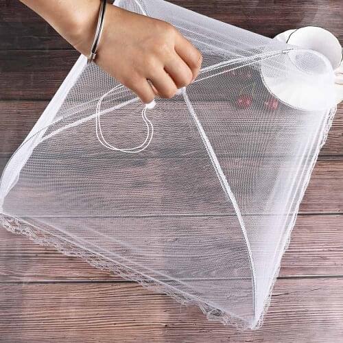 1pc Kitchen Folded Mesh Food Cover Anti Fly Mosquito Umbrella Hygiene Grid Style Food Dish Cover BBQ Picnic Kitchenware