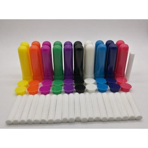 30 sets/lot Plastic refillable bottles Nasal Inhaler Blank for essential oil, Inhaler Tube with high grade Cotton Wicks