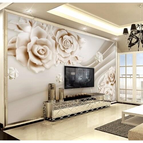 Bacaz Custom photo wallpaper 3d living room TV sofa rich three-dimensional rose bloom large mural 3d wall murals wallpaper