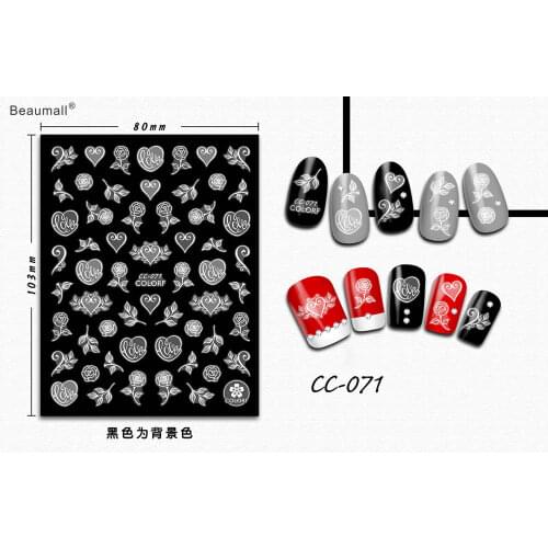 3D Black Nails Art Manicure Back Glue Decal Decorations Nail Sticker For Nails Tips Beauty