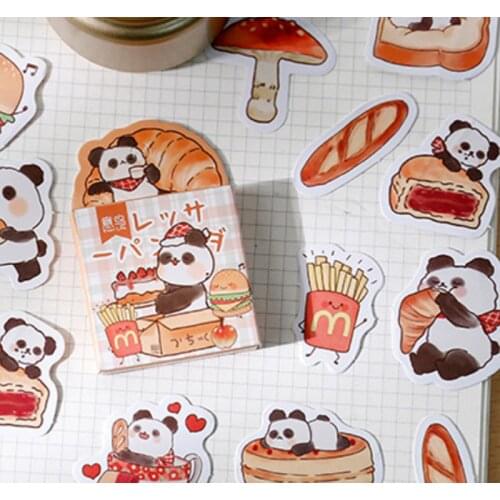 45 Pcs Boxed Stickers Cute Panda Hamburger DIY Decorative Stickers For Album Cups Computers