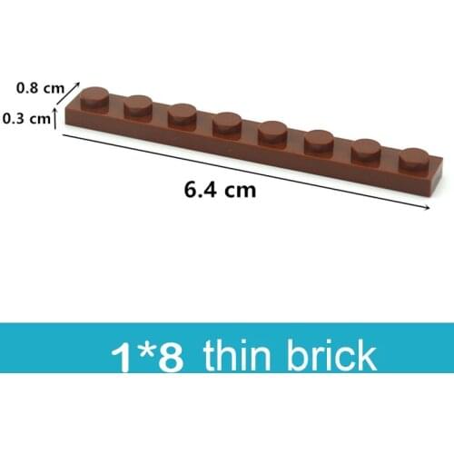 50pcs DIY Building Blocks Thin Figures Bricks 1x8 Dots 9 Color Educational Creative Size Compatible With 3460 Toys Gifts