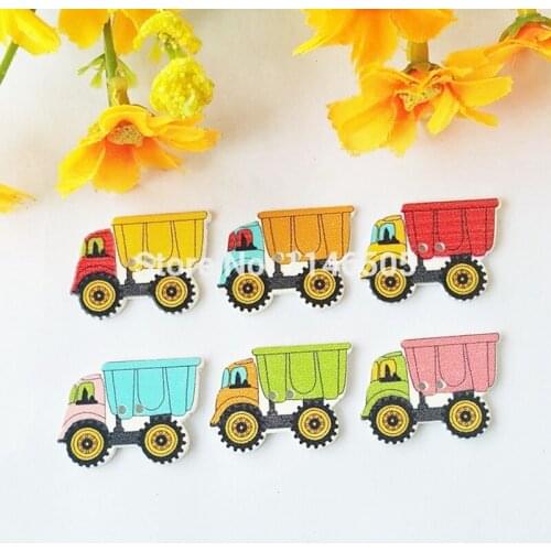 50pcs Cartoon car wooden buttons sewing button decorativos for crafts and Scrapbooking Accessories botones 21.5*30