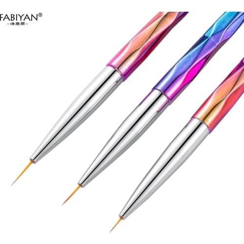 7/9/11mm Nail Art Brush Stripes Liner Pen Flower Drawing Painting French Acrylic Tip Tape Design Manicure Tools Rainbow Handle
