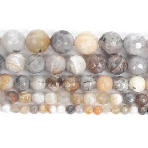 Faceted Natural Stone Beads Leaves Agate Round Losse Beads For Jewelry Making DIY Bracelets Earring Accessories 4/6/8/10/12MM