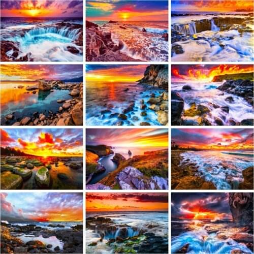 Huacan Diy Diamond Painting Window Scenery Mosaic House Landscape Embroidery Cross Stitch Natural Tree Home Decor