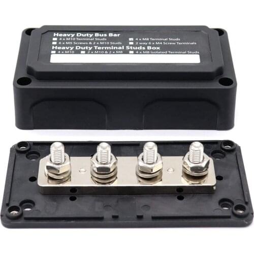 BMBY-DC 48V 300A 4 Terminal Studs Busbar Power Distribution Block for Car Boat (Black)