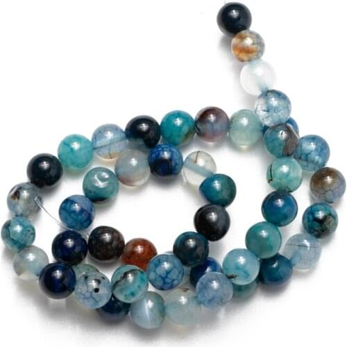 Wholesale Black Blue Natural Stone Cracked Agates Beads Loose Beads for Jewelry Making 4 6 8 10 12mm Necklace Bracelet DIY