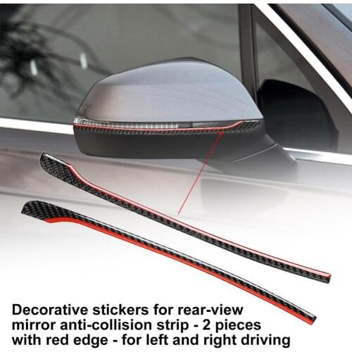 Decorative Sticker Red Side Strip UV-proof Strong Sticky Rearview Mirror Anti-Rub Sticker for Audi New Q7 SQ7 4M 2016-2019 Left