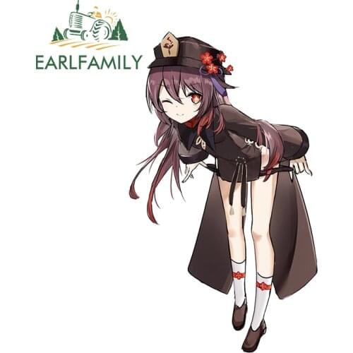 EARLFAMILY 13cm x 7.6cm for Genshin Impact Hu tao Hutao Anime Car Sticker Scratch-Proof Car Body Bumper Decal Laptop Decoration