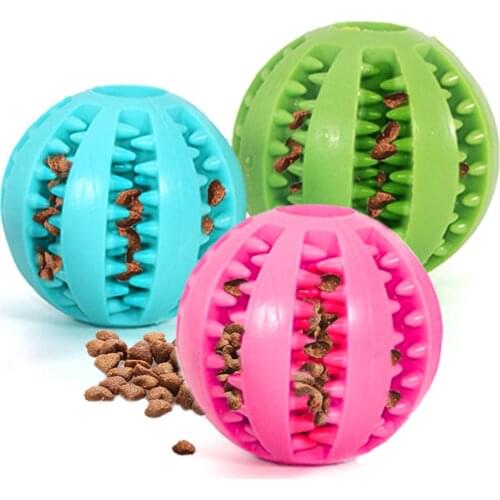 Dog Toy Ball Nontoxic Bite Resistant Toy Ball for Pet Dogs Puppy Cat Dog Pet Food Treat Feeder Chew Tooth Cleaning Ball