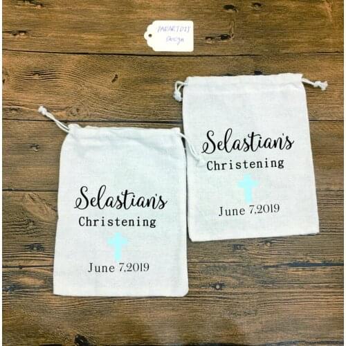 Custom Baptism favor bags for boys, Personalized girls Christening gift bags for guests, Boy Baptism First Communion favour bags
