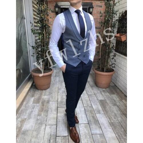Handsome Groomsmen Wool blend Groom Tuxedos Mens Wedding Dress Man Jacket Blazer Prom Dinner (Jacket+Pants+Tie+Vest) A184