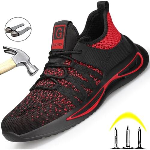 Lightweight Work Safety Shoes Men Steel Toe Cap Safety Sneakers Construction Work Shoes Anti-puncture Indestructible Shoes 2021