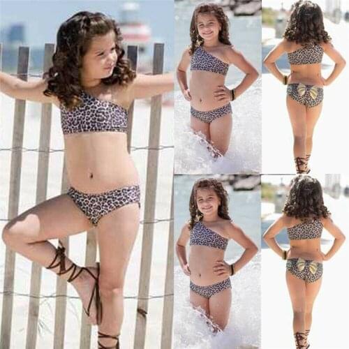 Meihuida 2019 3pcs Summer Kids Baby Girl Leopard Low Waist Bow Casual and Loose Bikini Set Swimwear Swimsuit Bathing Suit