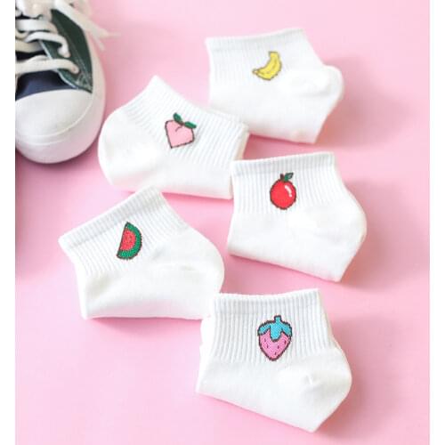 2018 Cartoon Cute Women Short Socks Spring Summer Cotton Fruit Comfortable Socks 1 Pair