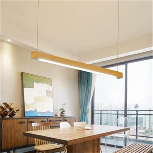 Japanese Style Minimalist Rectangular Office Light Creative Solid Wood Long Strip Offer Studio Coffee Store Decor Lamp Fixtures