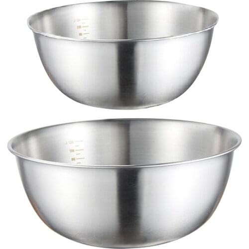 2PCS Stainless Steel Bowls Mixing Bowl with Scale Deep Mixing Egg Bowls Non Slip Kitchen Bowl for Baking Salad Cooking
