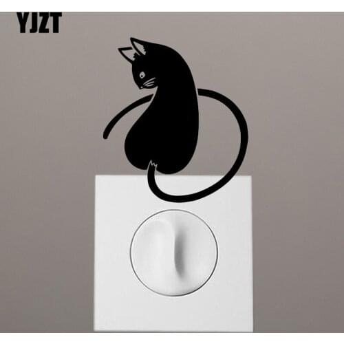 YJZT Animal Cat Vinyl Switch Sticker Wall Decal Cartoon Decor Creative Pattern S19-0801