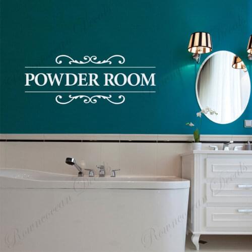 Powder Room Sign Plane Wall Sticker Vinyl Home Decor Bathroom Restroom Door Decals Interior Decoration Self Adhesive Mural 4825