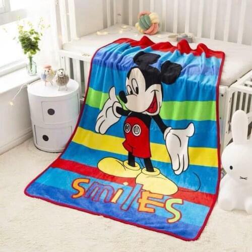 Disney Cartoon Blue Strip Mickey Minnie Mouse Boys Children Kids Blanket Throw on Bed Sofa Couch Birthday Gifts 100x140cm