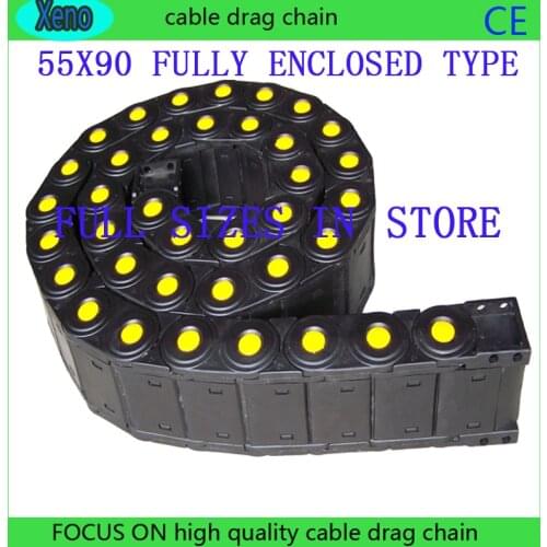 Free Shipping 55x90 1 Meters Fully Enclosed Type Plastic Towline Cable Drag Chain For CNC Machine