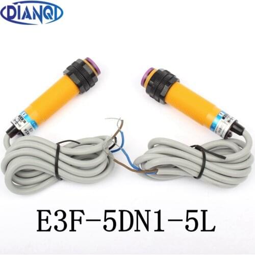 DIANQI transmission transmitter receiver photoelectric switch sensor E3F-5DN1-5L (one set) diameter 18mm distance 5m Transducer