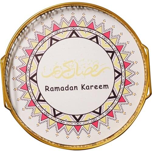 Ramadan Craft Placing Serving Tray Dish Organizer Arab Eid For Party DIY Decoration Modern Style With Handles Durable Plate
