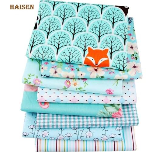 Haisen,Green Floral Serie,Printed Twill Cotton Cloth Fabric,For DIY Quilting Sewing Baby&Children Sheet,Pillow,Material,50*160cm