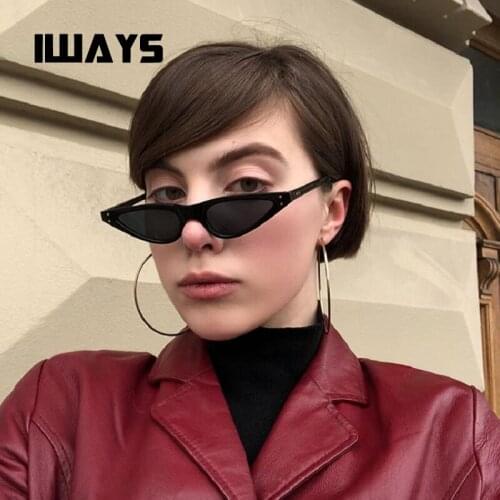 Iways 2019 new stylish sexy small cat eye sunglasses women men brand designer cool retro nifty sun glasses for ladies UV400