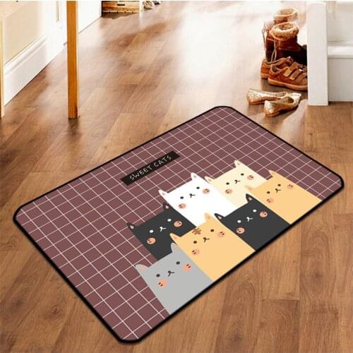 Modern Cartoon Animals pattern Child Carpet Baby Game Rug Nordic Cute Dog Cat Lattice Printed Soft Flannel Antiskid Floor Mat