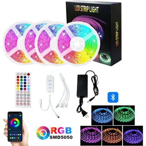 Led Strip Light 5050 RGB Flexible Ribbon LED Tape Room Decoration Neon Lamps Set Wall Backlight With Adapter Home Decoration